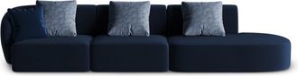 BLOOMINGLOFT 4-Sitzer Designsofa Chiara Samt mit Ottomane - Rechts