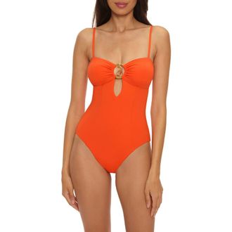 BECCA by Rebecca Virtue Charmed Ring One-Piece Swimsuit in Tangelo at Nordstrom, Size Medium
