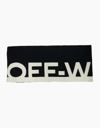 Off-white Womens Off White Women Logo Felted Wool Scarf Black/grey - Black/Multi - Size: OS