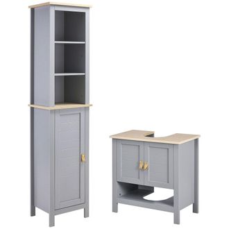 Kleankin Conjunto de ba&ntilde;o 39x30x168 cm gris