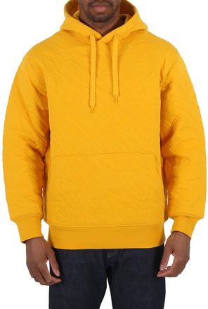 Moschino Mens Yellow All-Over Logo Embroidered Hoodie
