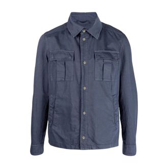 Herno Light Jackets, male, Blue, Size: 2XL Chest-Pockets Shirt