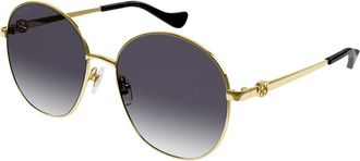 Gucci GG1090SA Asian Fit 001 Womens Sunglasses Gold Size 59 - Free RX Lenses - Free RX Lenses