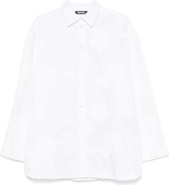 Rotate Camicia semi trasparente con applicazione a fiori - Bianco