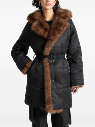 Mani&egrave;re De Voir Alima faux-fur belted coat - Black
