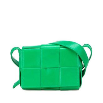 Bottega Veneta Pre-owned Cross Body Bags, female, Green, Size: ONE SIZE Pre-owned Mini Cassette Leather Shoulder Bag