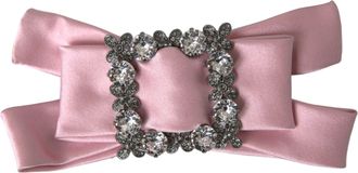 Dolce & Gabbana Womens Bow Brooch Crystal Embellished - Pink Silk - One Size