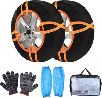 OEM Juego De 2 Calcetines De Nieve Para Neum&aacute;ticos - Alternativa A Las Cadenas De Nieve, Fabricados En Poli&eacute;ster, Calcetines Antideslizantes Para Coches, 