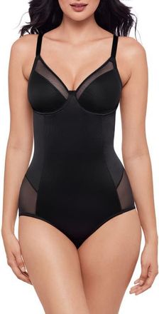 Miraclesuit Sheer Mesh Trim Underwire Shaping Bodysuit in Black at Nordstrom, Size 40Dd