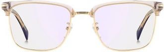 David Beckham 54mm Rectangular Optical Glasses in Grey Havana Gold/Blue Sp at Nordstrom