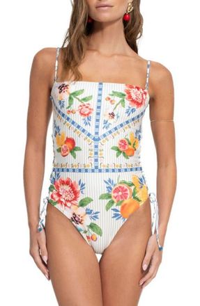 Agua Bendita Posh Basket Lace-Up Side One-Piece Swimsuit in Multicolor at Nordstrom, Size X-Large