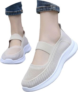 Generic Walking Trainers Womens Slip on Trainers Women Wide Fit Womens Ladies Arch Support Platform Comfortable Orthopedic Walking Lightweight Breathable Canv