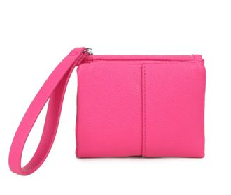 Generic Womens Faux Leather Wristlet Pouch, Zip Top Clutch with Wrist Strap, Textured Grain (Rose)
