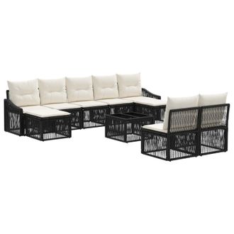 vidaXL Conjunto De Sof&aacute;s De Jard&iacute;n 10 Pcs Negro Rat&aacute;n Sint&eacute;tico Vidaxl