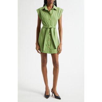 Cinq &agrave; Sept Milo Stretch Button Front Minidress in Kale at Nordstrom, Size 10