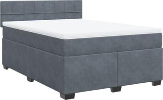 vidaXL Cama Box Spring Con Colch&oacute;n Terciopelo Gris Oscuro 140x190 Cm Vidaxl