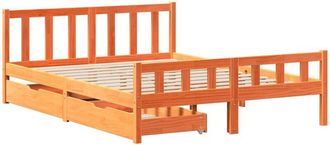 vidaXL Bed Frame without Mattress Wax Brown 150x200 cm King Size Solid Wood Pine vidaXL