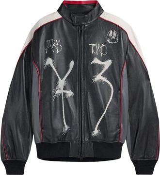 Yohji Yamamoto GFX Leren Jas - Heren - Jassen - Zwart - Maat: S Leer