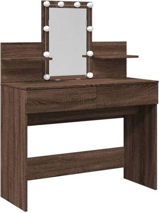 vidaXL Dressing Table with led Brown Oak 100x40x130 cm Vidaxl