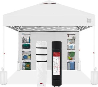 Best Choice Products 10x10ft Easy Setup Pop Up Canopy, Portable Tent w/ Side Wall, 1-Button Push, Case