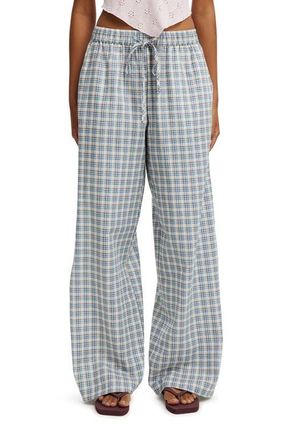Cotton On Womens Haven Wide Leg Pant in Olivia Check Texture at Nordstrom, Size 2