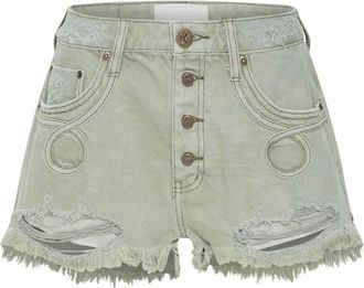 One Teaspoon Shorts Le Wolves Le Loop con frange - Verde