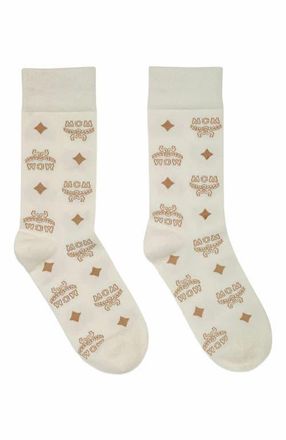 MCM Monogram Knit Socks in Beige at Nordstrom, Size Medium