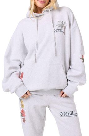 O'Neill Logo Embroidered Oversize Hoodie in Heather Grey at Nordstrom, Size Xx-Large