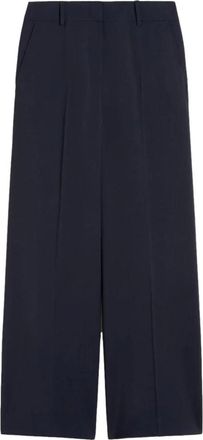 Max Mara Wkdvisivo Broek - Dames - Wijde Broeken - Blauw - XS - Wol - Broeken