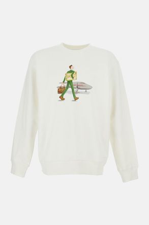 Dr&ocirc;le de Monsieur White Crewneck Graphic Sweatshirt