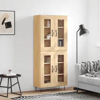 vidaXL Aparador Alto Madera Contrachapada Color Roble 69,5x34x180 Cm Vidaxl