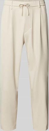 HUGO BOSS Relaxed Fit Bundfaltenhose mit elastischem Bund in Beige, Gr&ouml;&szlig;e 54