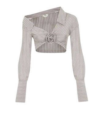 Fendi Striped Silk Crop Top Size L