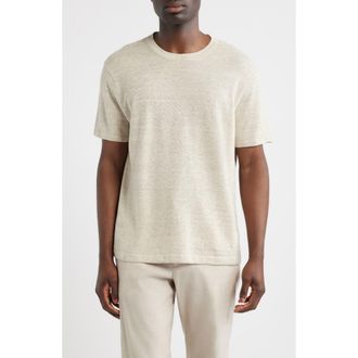 Nordstrom Linen & Cotton Short Sleeve Sweater Tee in Beige Oak Heather at Nordstrom, Size Xxx-Large