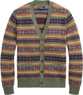 Polo Ralph Lauren Fair Isle Cotton-Blend Cardigan, Size Medium
