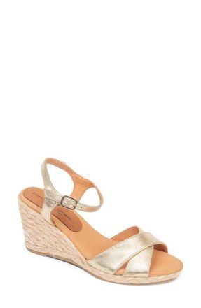 Patricia Green Roma Crisscross Ankle Strap Espadrille Wedge Sandal in Gold Leather at Nordstrom, Size 8