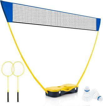 Costway Costway - Set di Badminton con Rete, Racchette, 2 Volani e Scatola di Conservazione, Set di Badminton Portatile per 2 Giocatori da Esterno per