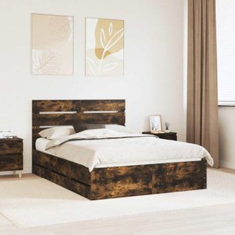 vidaXL Estructura De Cama Roble Ahumado 160 X 200 Cm Madera Ingenieril Vidaxl