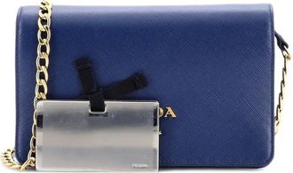 Prada Chain Wallet Saffiano Leather crossbody bag - Blauw