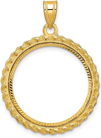 Diamond2Deal 14k Yellow Gold Diamond-cut Casted Rope 22.0mm Coin Bezel Pendant