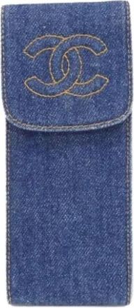 Chanel Pre-owned Accessories, female, Blue, Size: ONE SIZE Pre-owned Vintage Denim Pouch