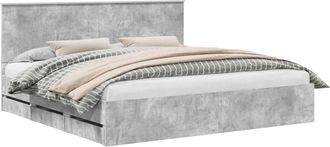 vidaXL Estructura De Cama Gris Concreto 200 X 200 Cm Madera Ingenieril Vidaxl