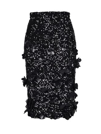 N&deg;21 Black Polyester Womens Sequin Pencil Skirt