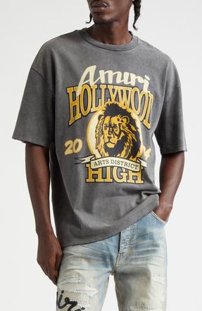 Amiri High Lion Distressed Cotton Graphic T-Shirt in Dark Grey at Nordstrom, Size Xxx-Large