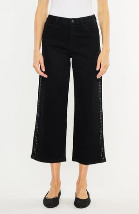 Kancan Sterling High Rise Crop Wide Leg Jeans in Black at Nordstrom, Size 26