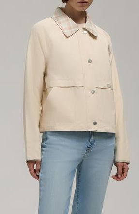 Hunter Plaid Collar Cotton Twill Crop Field Jacket in Chalk at Nordstrom Rack, Size X-Small