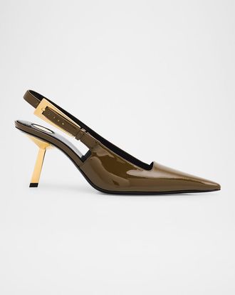 Saint Laurent Lee Glossy Slingback Pumps