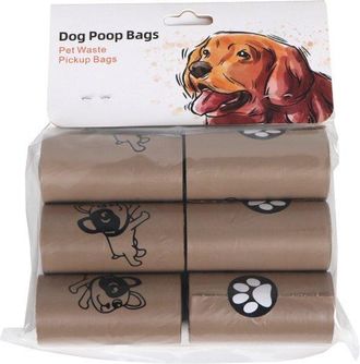 OEM Bolsas Gruesas Excrementos Perro Aroma, Prueba Fugas Desgarros, Ideales Paseos Viajes. 90 Bolsas 6 Rollos Limpieza F&aacute;cil R&aacute;pida, Color Marr&oacute;n
