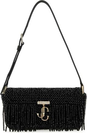 Jimmy Choo London Avenue Mini Schoudertas - Dames - Schoudertassen - Zwart - ONE Size - Satijn - Tassen