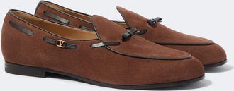 Valentino Garavani VLogo leather-trimmed suede loafers